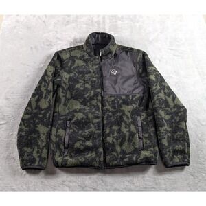 Fourlaps Jacket Mens Small Green Black Camo Reversible Sherpa Fleece Full Zip